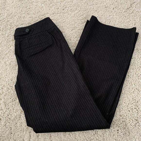Ann Taylor LOFT Pants Womens Sz 2 ANN Pin-Striped Black Trouser Wide Waistband - Picture 6 of 6